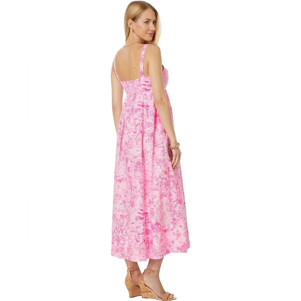 NWT Lilly Pulitzer Women's Azora Floral Cotton Midi Dress - Picture 2 of 3